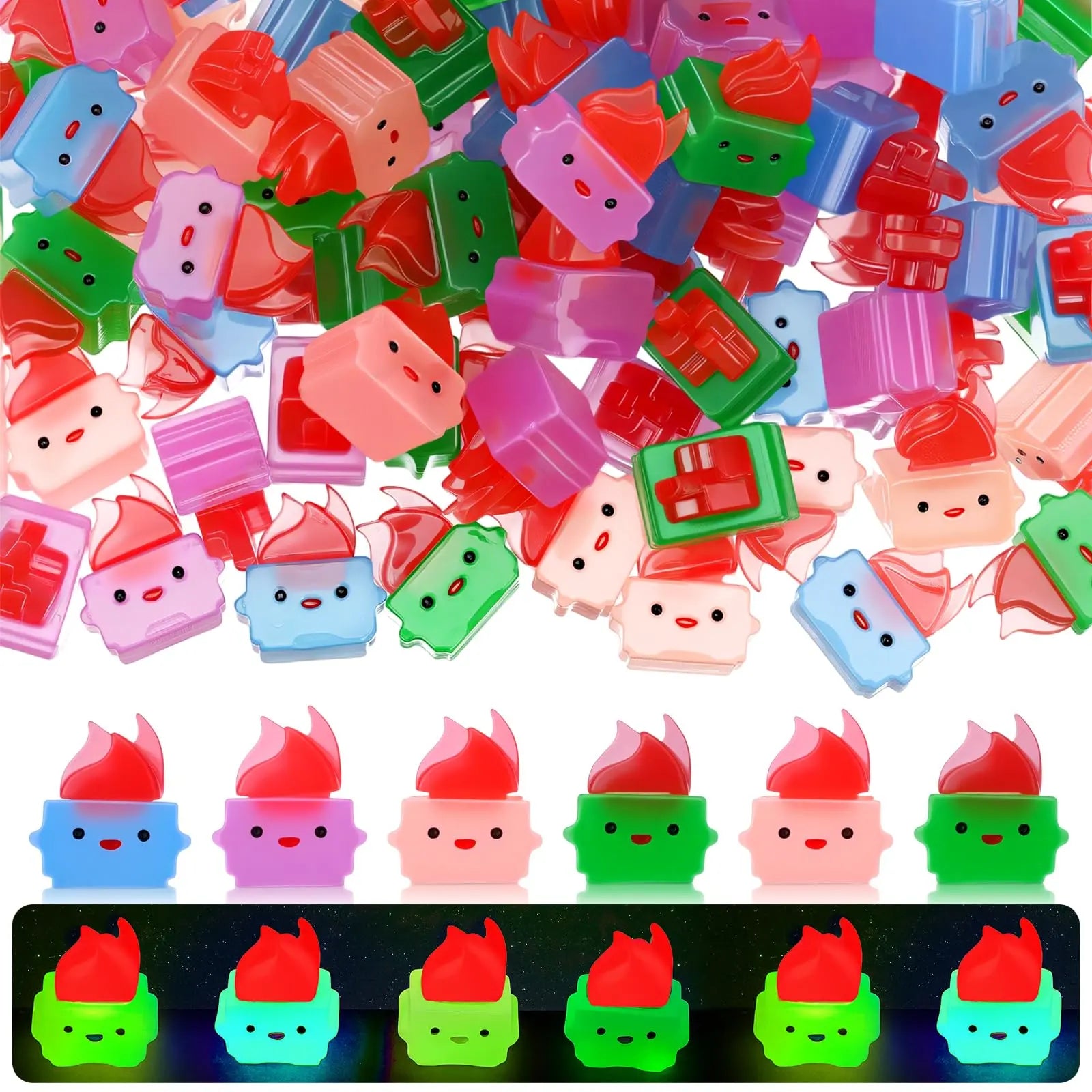 Mini Luminous Dumpster Fire Ornaments - Humorous Glow-in-the-Dark Resin Figures for Nurse and Teacher Appreciation, Anxiety Relief, and Emotional Support Gifts for IT and Administrative Professionals - Office and Home Decoration (50/100 Pieces)