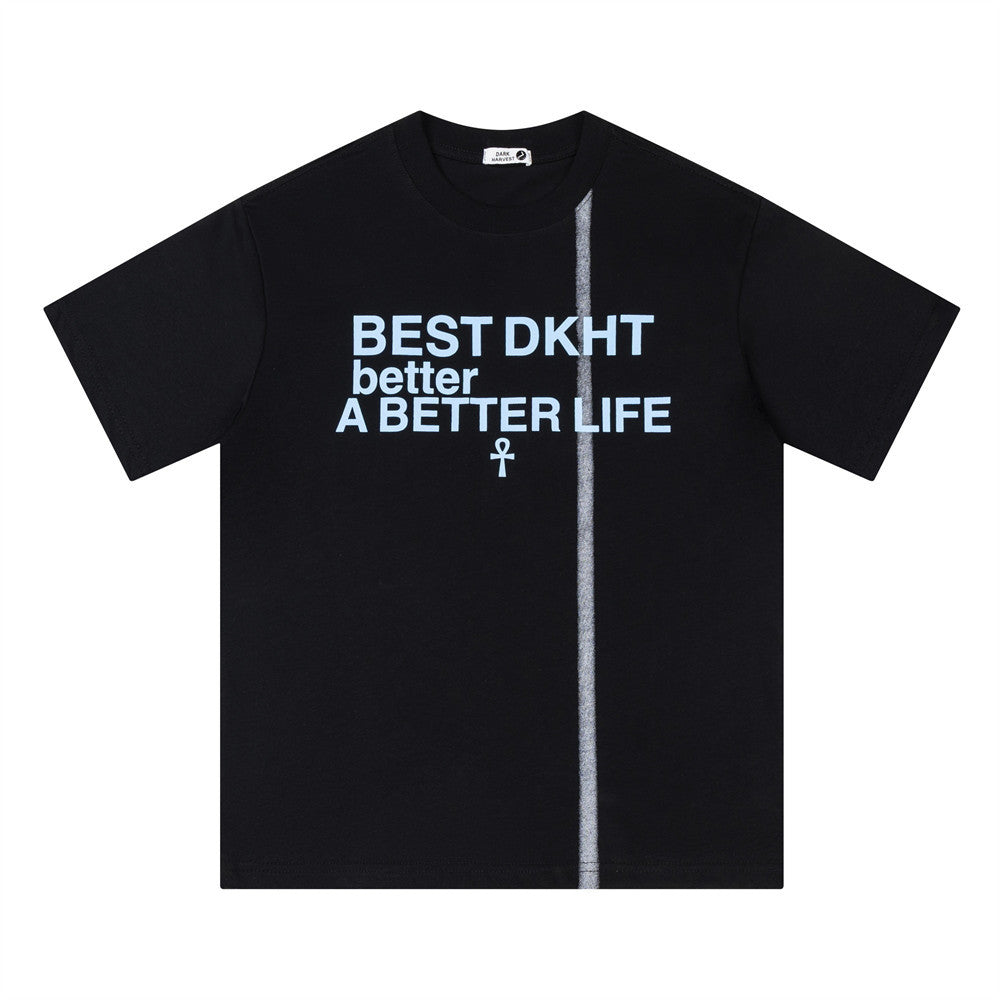 Letter hot stamping casual short sleeved t-shirt
