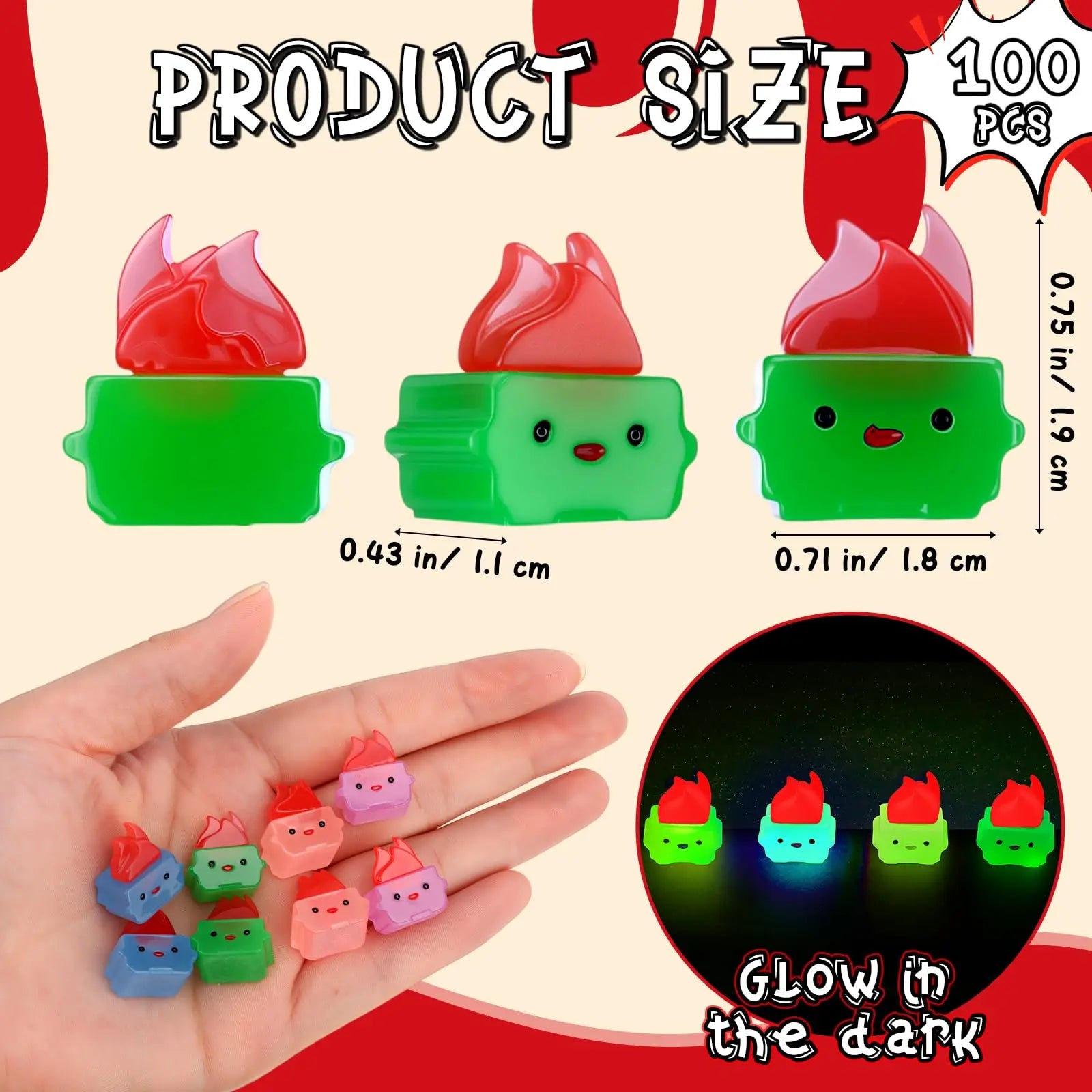 Mini Luminous Dumpster Fire Ornaments - Humorous Glow-in-the-Dark Resin Figures for Nurse and Teacher Appreciation, Anxiety Relief, and Emotional Support Gifts for IT and Administrative Professionals - Office and Home Decoration (50/100 Pieces)