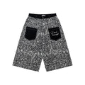 Leopard print denim shorts