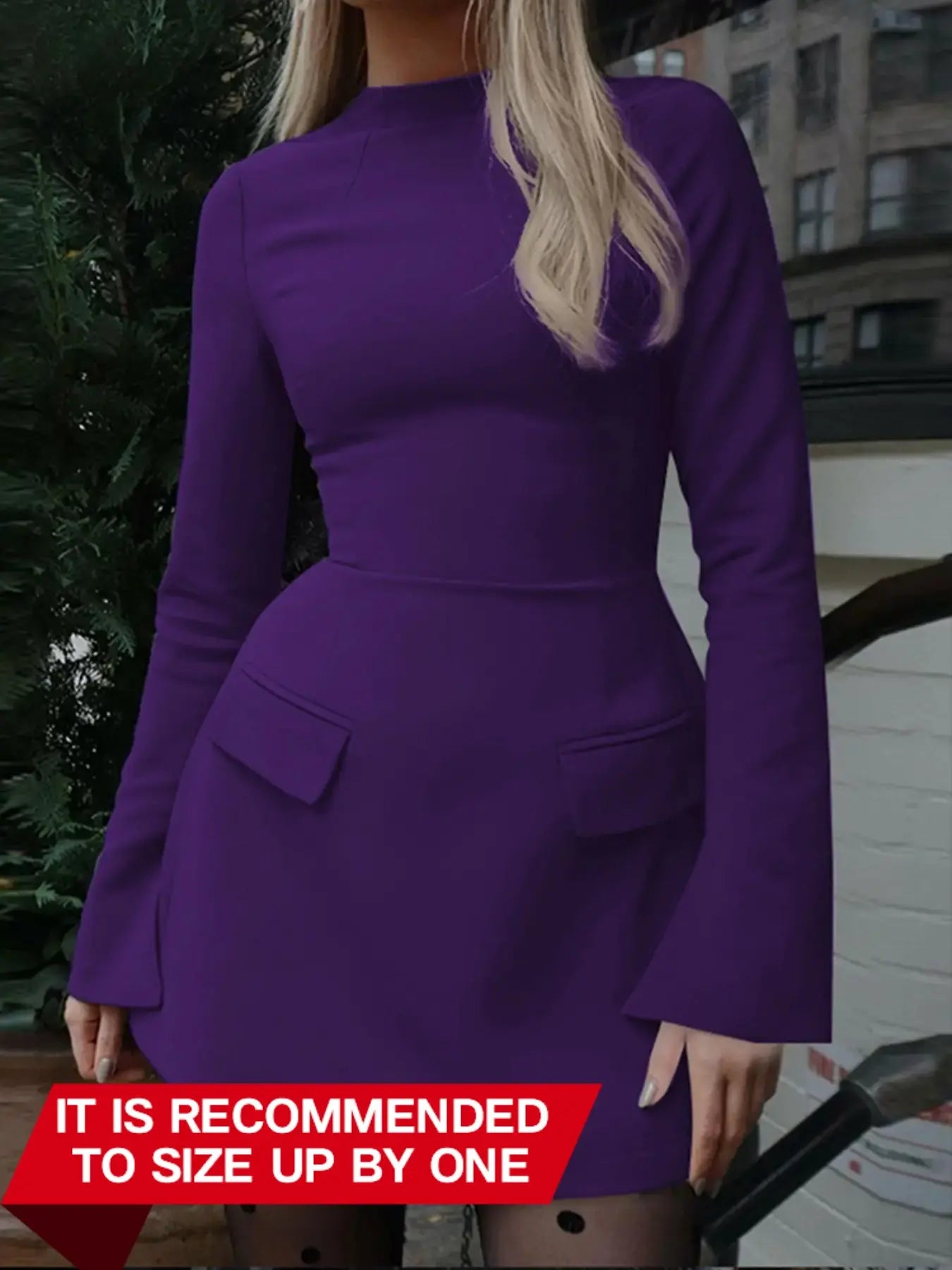 Women'S Crew Neck Long Sleeve Knitted Bodycon Fit Dress, Elegant Solid Color Hip-Hugging Short Dresses for Spring, Womenswear