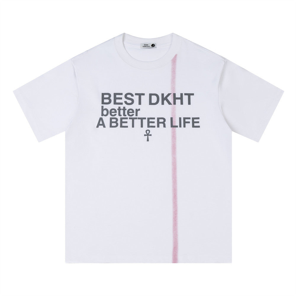 Letter hot stamping casual short sleeved t-shirt