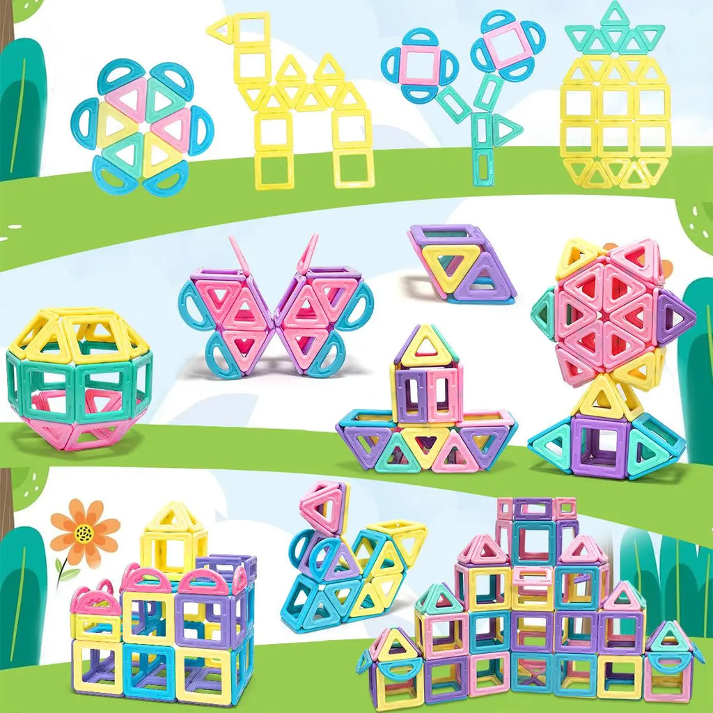 Random Color Tiles Building Blocks, Magnetic Construction Set, Creative Constructor Set Toys, Educational Learning Toys, Building Toys for Boys Girls Birthday Gifts