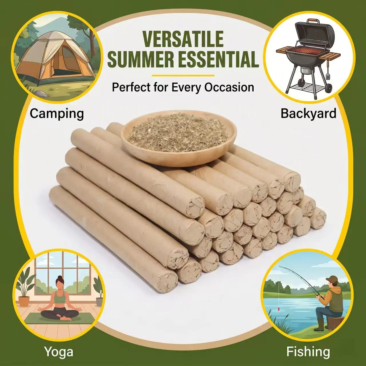 [Natural Defense] 10/20/30-Pack Organic Mugwort & Gastrodia Aromatherapy Sticks - Non-Toxic Mosquito Repellent & Sleep Aid