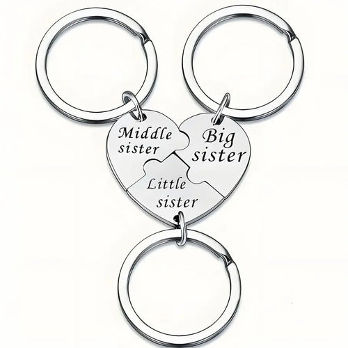 3PCS Sister Keychain Sister Gifts from Sisters Birthday Gifts from Sisters in Law Wedding Big Sisterr Gift for Girls Little Sisterr Matching Keychain Sibling Mothers Day Presents Christmas