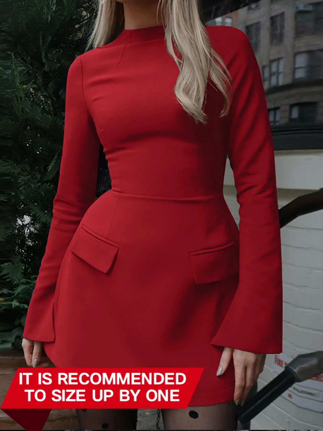 Women'S Crew Neck Long Sleeve Knitted Bodycon Fit Dress, Elegant Solid Color Hip-Hugging Short Dresses for Spring, Womenswear