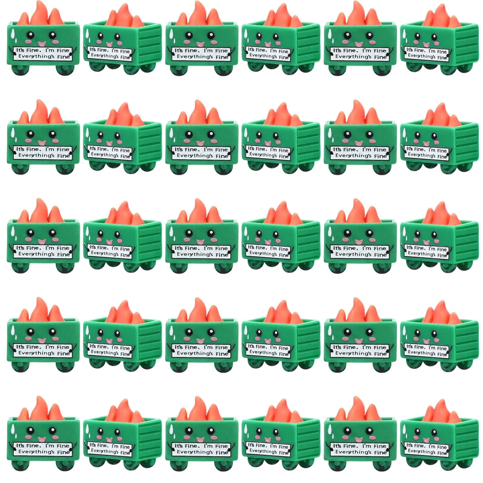 Mini Luminous Dumpster Fire Ornaments - Humorous Glow-in-the-Dark Resin Figures for Nurse and Teacher Appreciation, Anxiety Relief, and Emotional Support Gifts for IT and Administrative Professionals - Office and Home Decoration (50/100 Pieces)