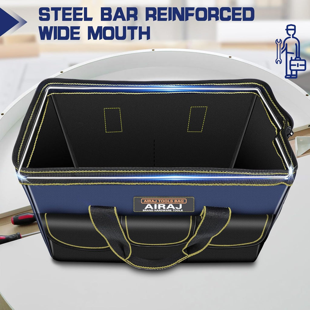 14 Inch Tool Bag,Wide Mouth Tool Bags for Men,Tools Organizer for Home Repairs,Garage Storage,Professional Work,Portable Small Toolbags