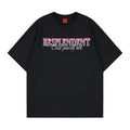 Color blocking rhinestone letter embroidery short sleeved t-shirt