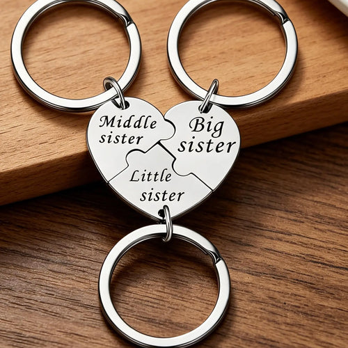 3PCS Sister Keychain Sister Gifts from Sisters Birthday Gifts from Sisters in Law Wedding Big Sisterr Gift for Girls Little Sisterr Matching Keychain Sibling Mothers Day Presents Christmas