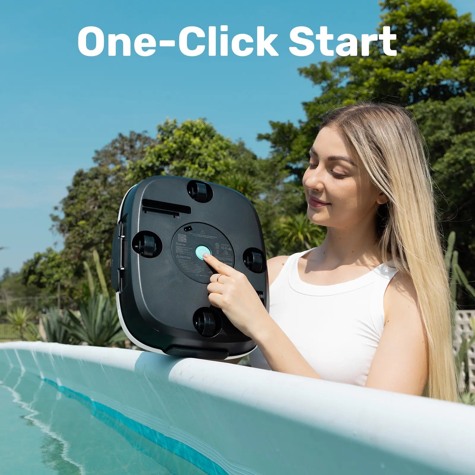 Cordless Flat Bottom Robotic Pool Cleaner - 90-Minute Runtime, Automatic Vacuum for Above-Ground Pools up to 860 Sq.Ft, Portable and Self-Parking