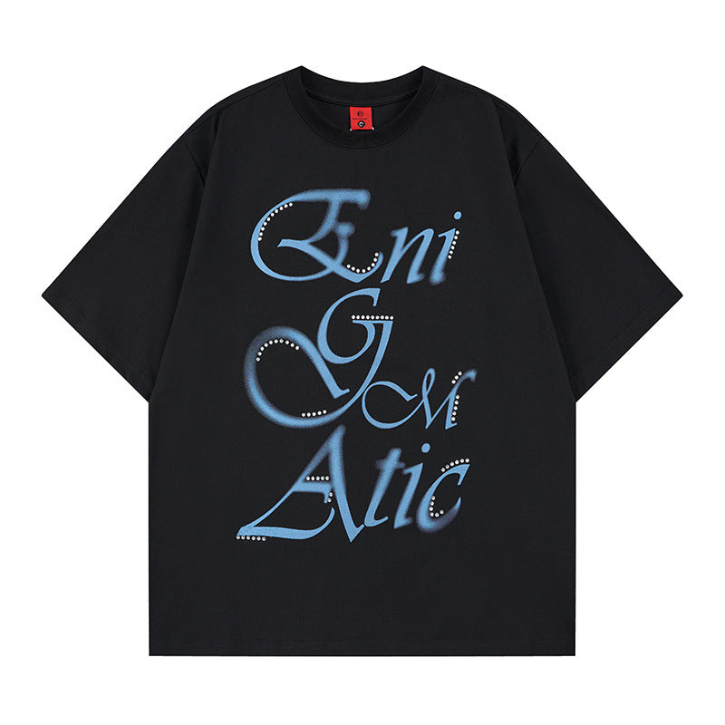 Hand drawn graffiti letters hot stamping short sleeves