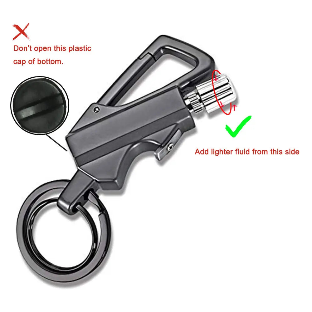 3-in-1 Multi-Tool Utensil Set: Portable Keychain with Bottle Opener and Lighter (Lighter Fluid Not Included)