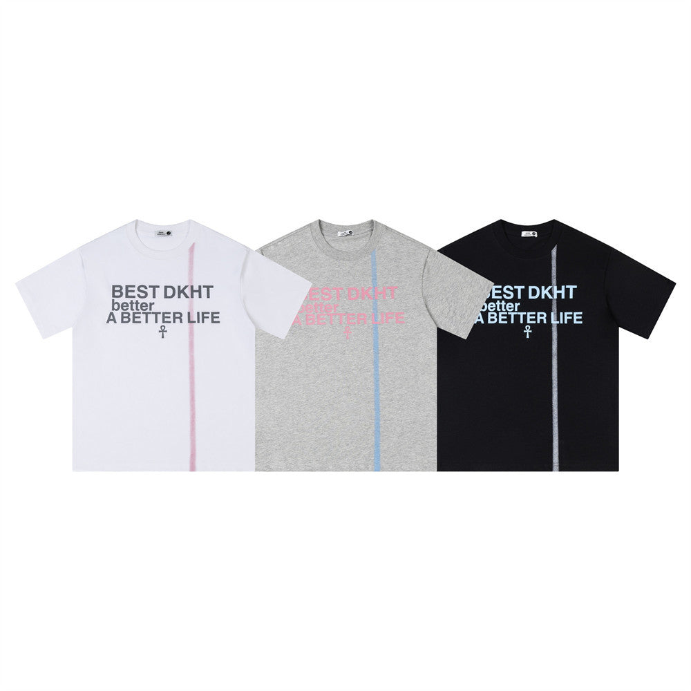 Letter hot stamping casual short sleeved t-shirt
