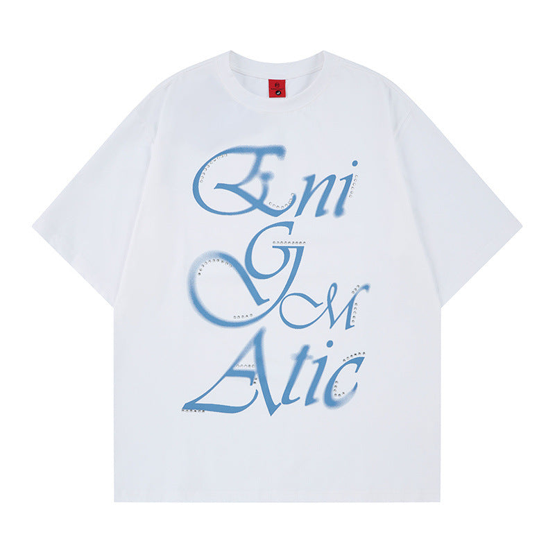 Hand drawn graffiti letters hot stamping short sleeves