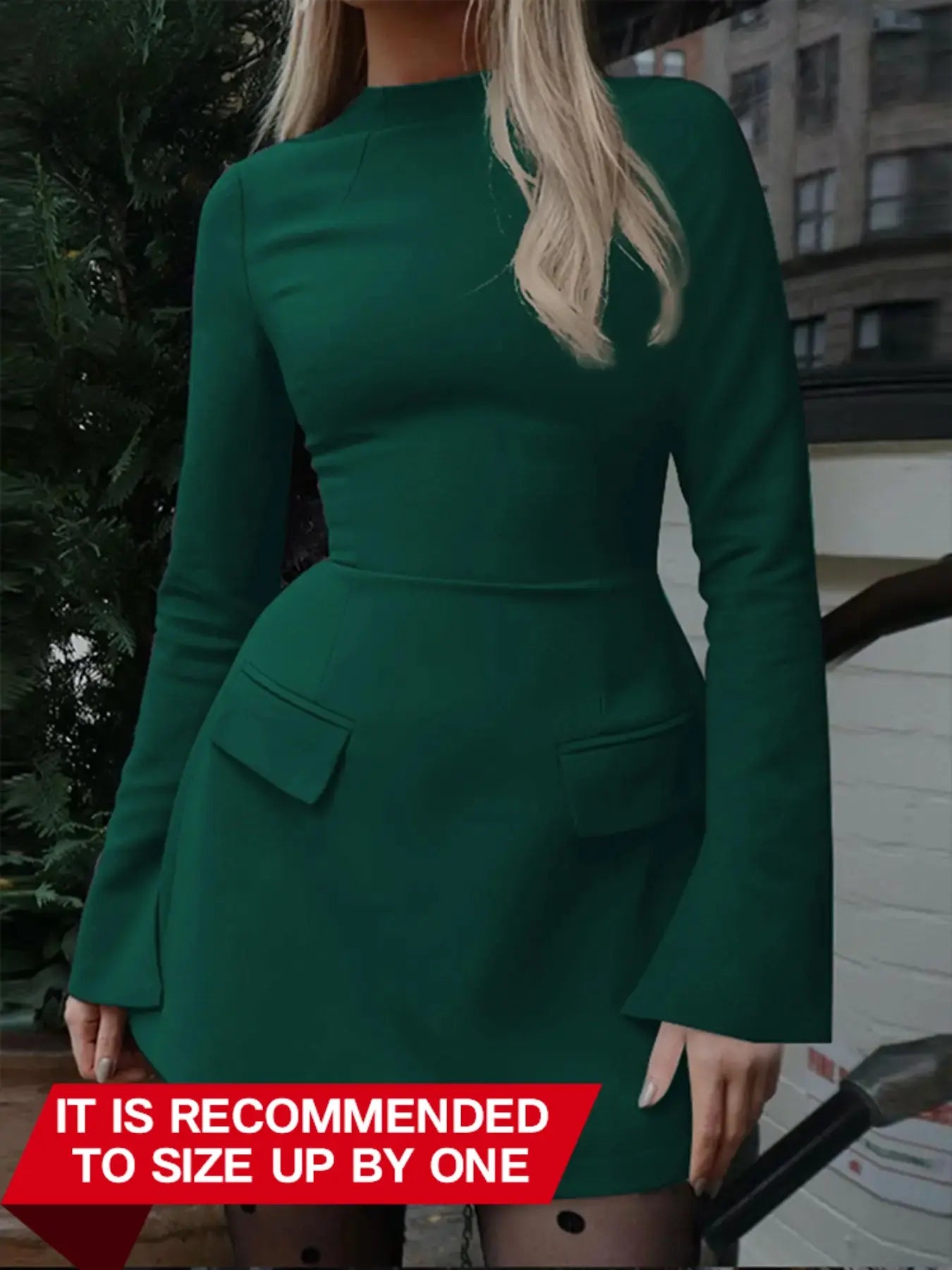 Women'S Crew Neck Long Sleeve Knitted Bodycon Fit Dress, Elegant Solid Color Hip-Hugging Short Dresses for Spring, Womenswear