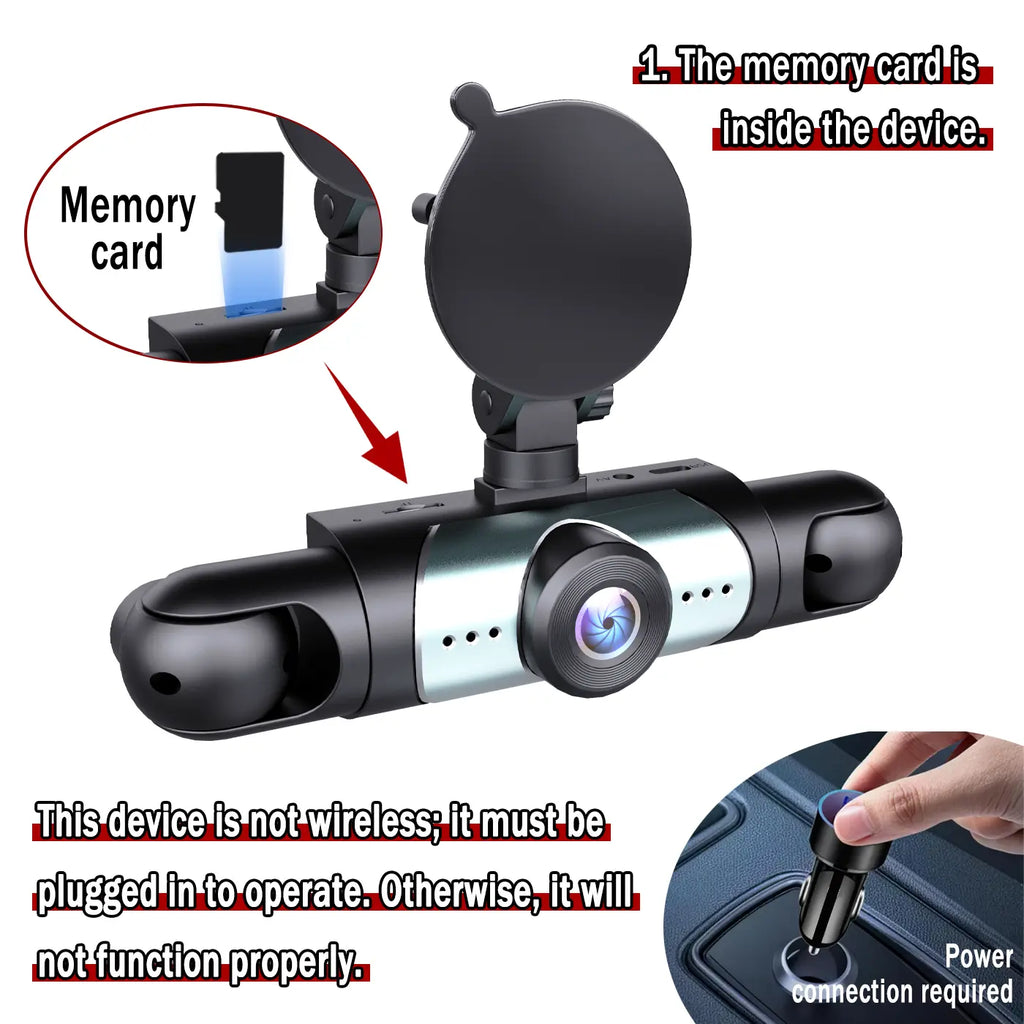 BCUOZ 4-Channel Dash Cam - 1080P Full HD Front and 720P Rear Coverage, Night Vision, G-Sensor, Includes 64GB Memory Card, Car Dashboard Camera with 24-Hour Parking Mode
