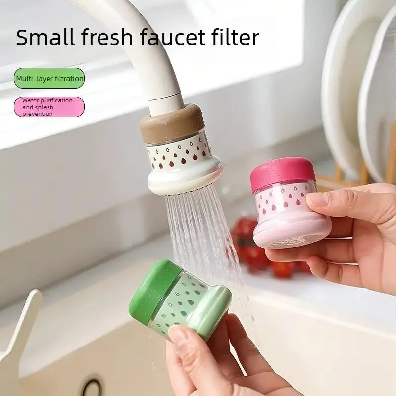 Miniature Water Faucet Filter with Multi-Layer Filtration for Fresh Water Kitchen Vegetable Washing Splash Guard Rotatable Water-Saving Purifier for Home Use