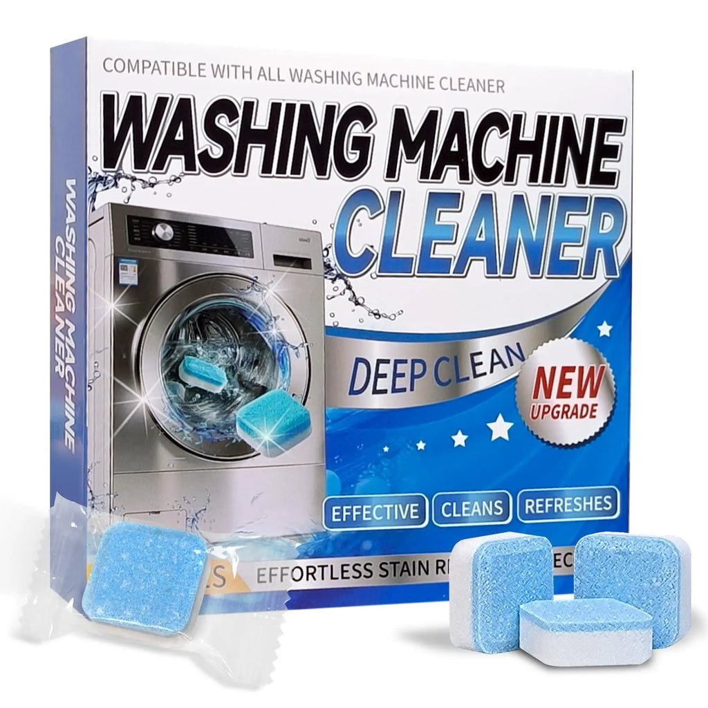 Washing Machine Cleaner Tablets - 12 Pack, Deep Cleaning Solution for HE Front Loader and Top Load Washers, Drum and Laundry Tub Seal Maintenance - 1 Year Supply