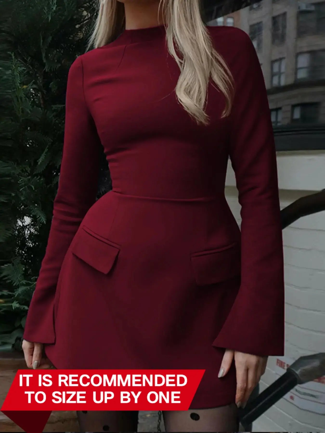Women'S Crew Neck Long Sleeve Knitted Bodycon Fit Dress, Elegant Solid Color Hip-Hugging Short Dresses for Spring, Womenswear