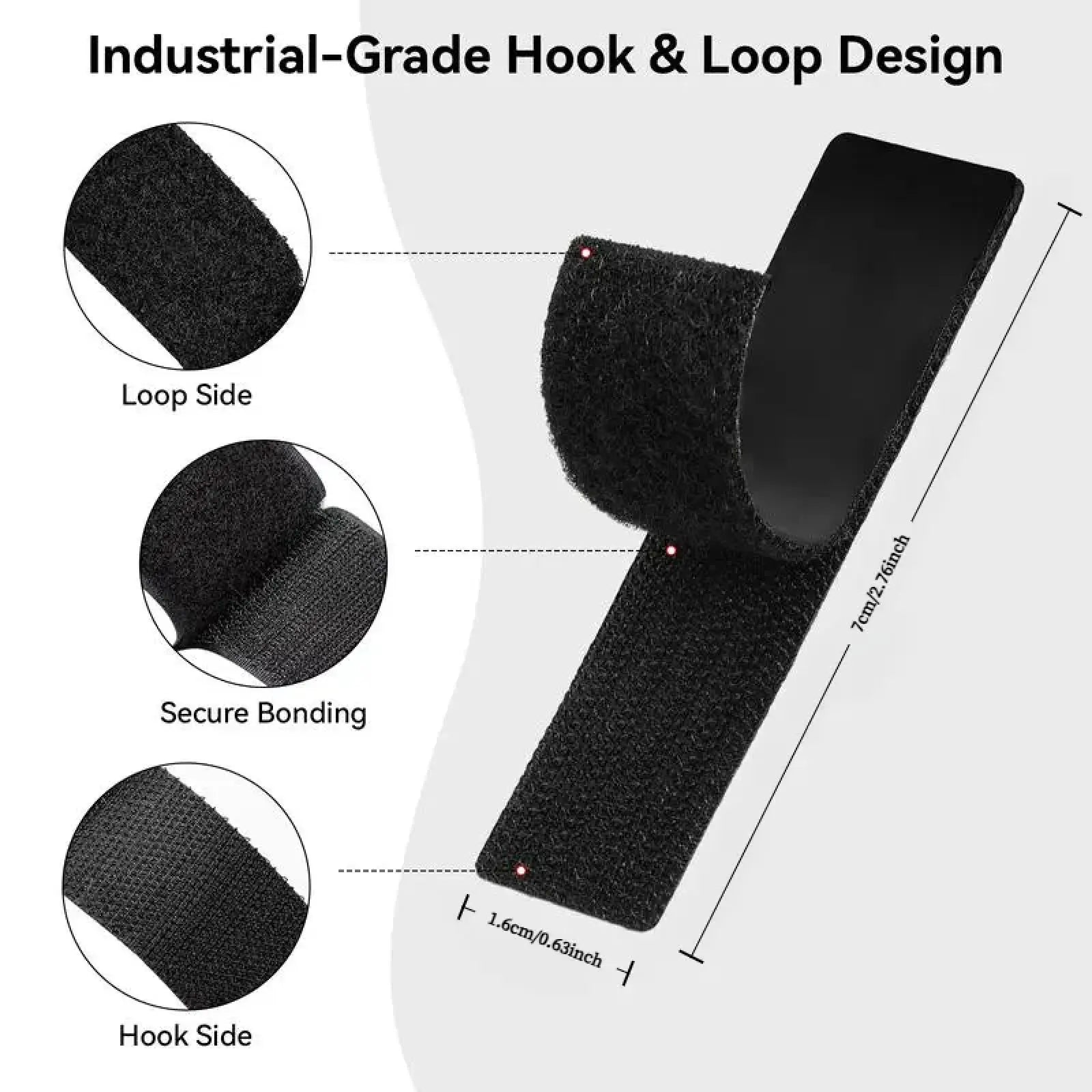 Waterproof Self Adhesive Heavy Duty Double Sided Hook and Loop Strips | Reusable Adhesive Mounting Tape Strong Stick for Wall Hanging Picture Frames Cable Organizer DIY Home Decor Office Organization.