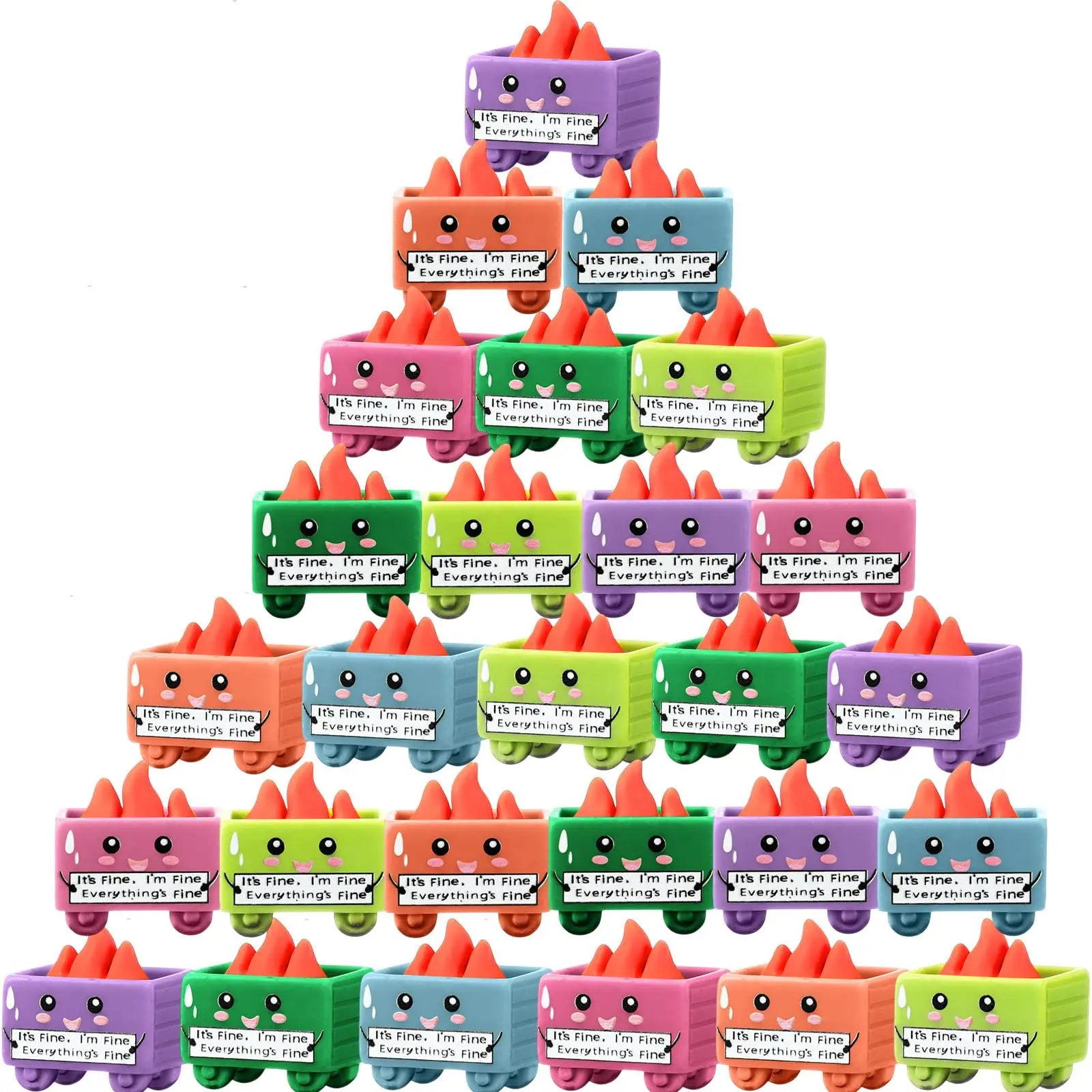 Mini Luminous Dumpster Fire Ornaments - Humorous Glow-in-the-Dark Resin Figures for Nurse and Teacher Appreciation, Anxiety Relief, and Emotional Support Gifts for IT and Administrative Professionals - Office and Home Decoration (50/100 Pieces)
