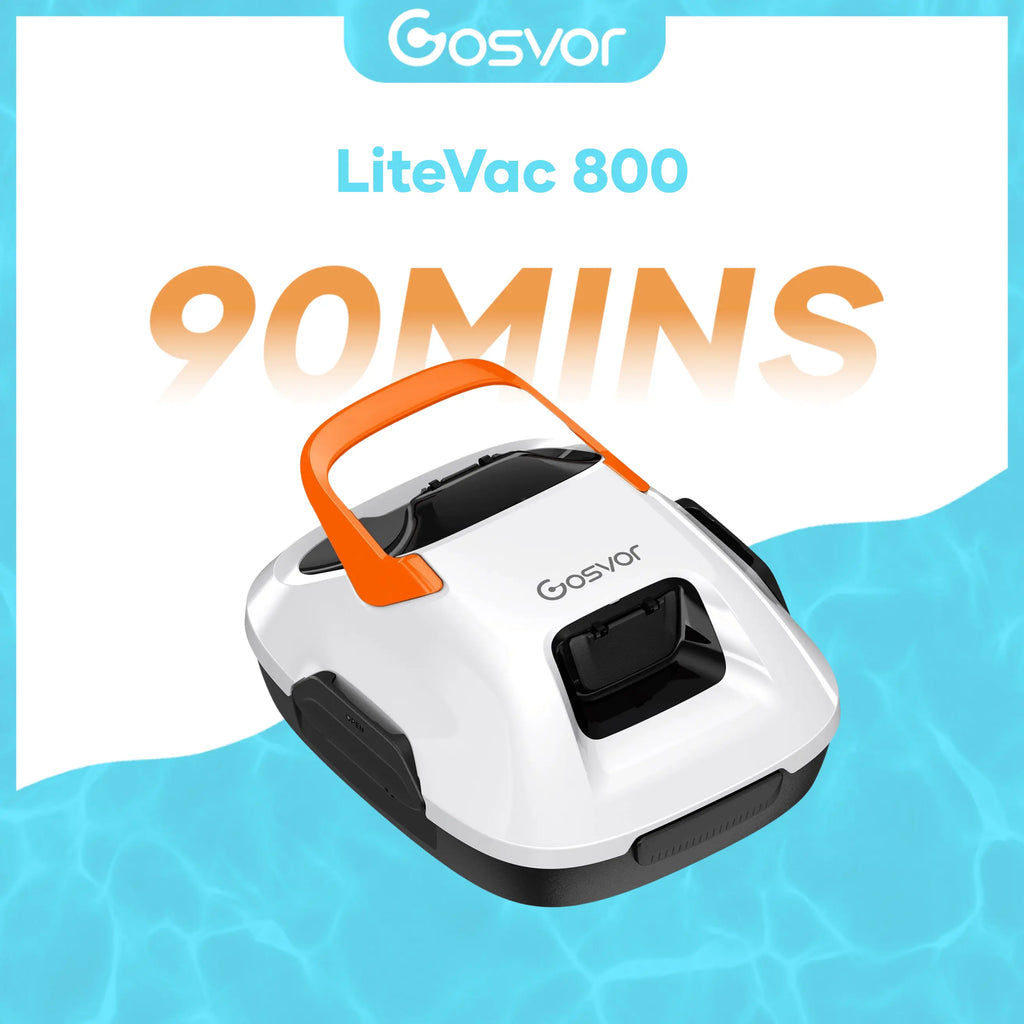 Cordless Flat Bottom Robotic Pool Cleaner - 90-Minute Runtime, Automatic Vacuum for Above-Ground Pools up to 860 Sq.Ft, Portable and Self-Parking