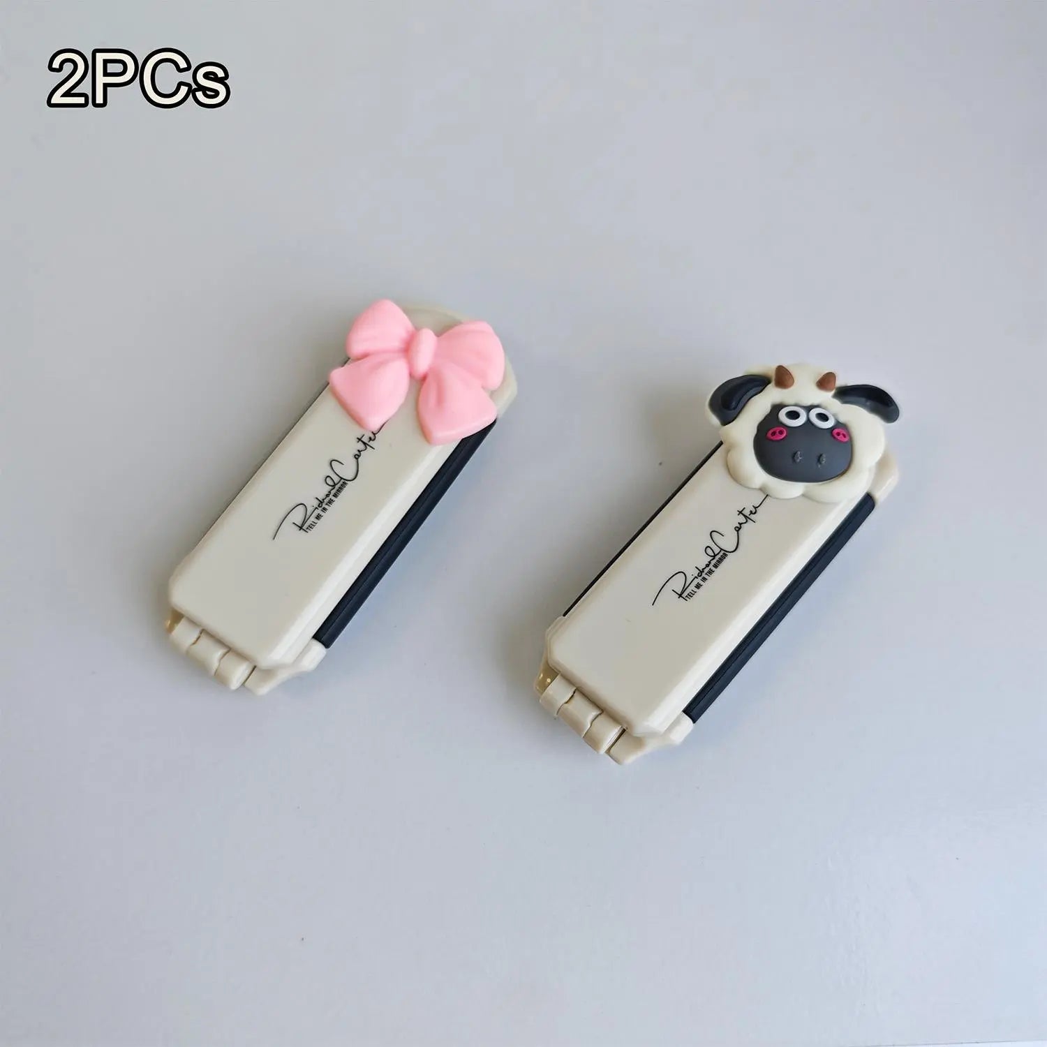 2-Piece Portable Folding Hair Brush Set with Mirror - Compact Anti-Static Mini Airbag Comb for Travel
