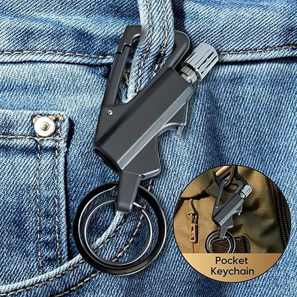 3-in-1 Multi-Tool Utensil Set: Portable Keychain with Bottle Opener and Lighter (Lighter Fluid Not Included)