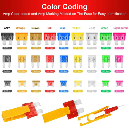 306-Piece Automotive Blade Fuse Assortment Set with Colorful Plastic Pallets for Replacement and Repair Applications