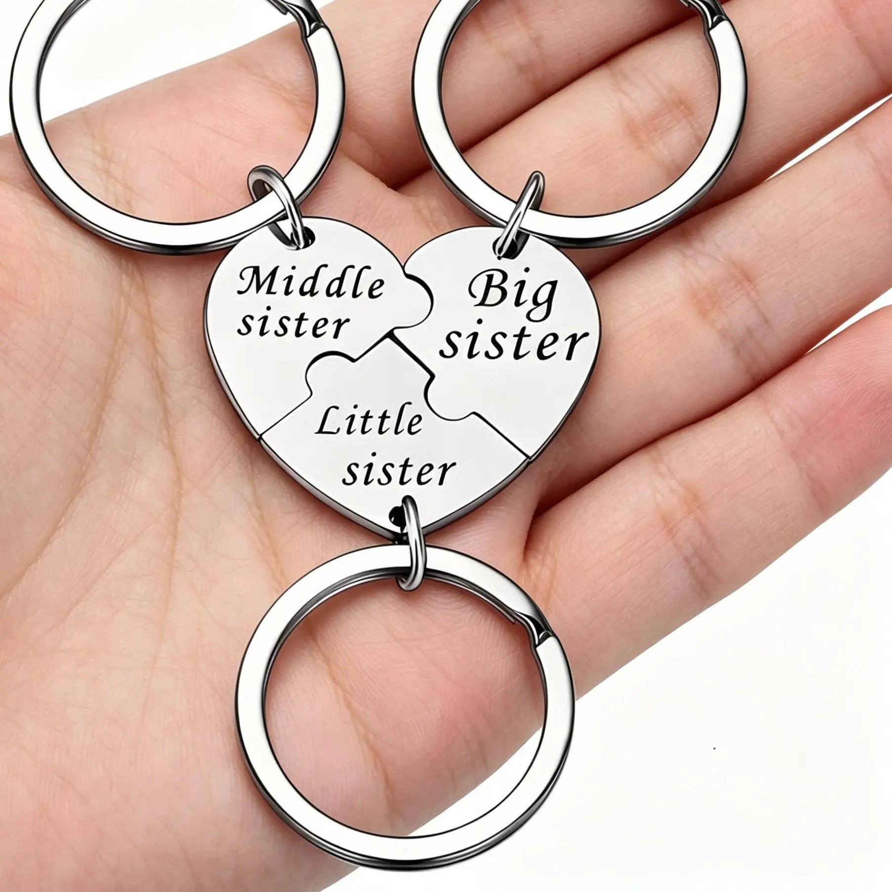 3PCS Sister Keychain Sister Gifts from Sisters Birthday Gifts from Sisters in Law Wedding Big Sisterr Gift for Girls Little Sisterr Matching Keychain Sibling Mothers Day Presents Christmas