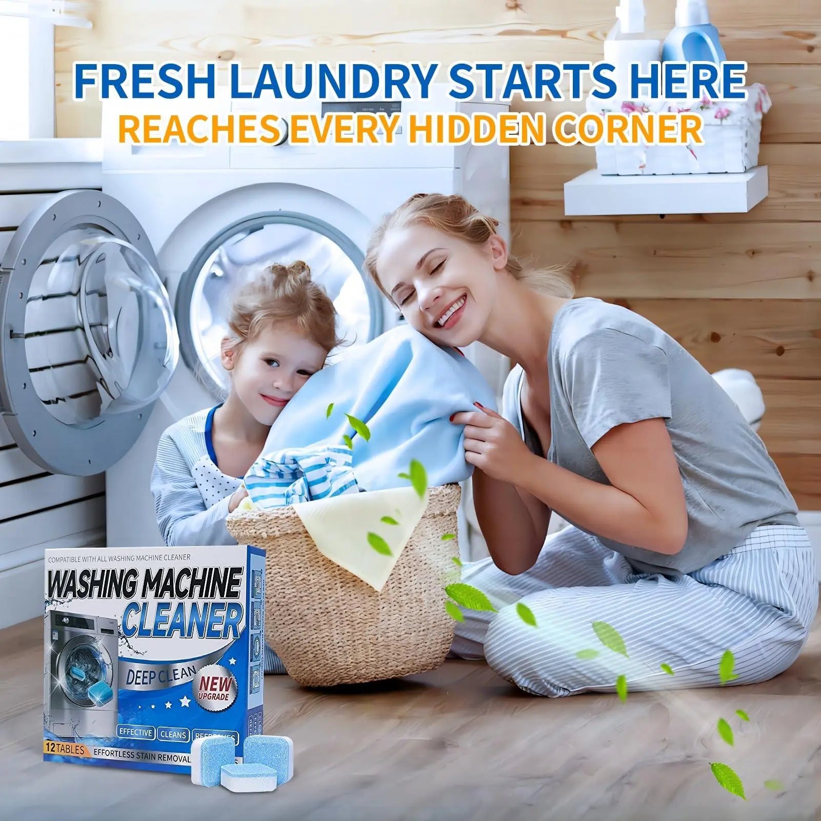 Washing Machine Cleaner Tablets - 12 Pack, Deep Cleaning Solution for HE Front Loader and Top Load Washers, Drum and Laundry Tub Seal Maintenance - 1 Year Supply