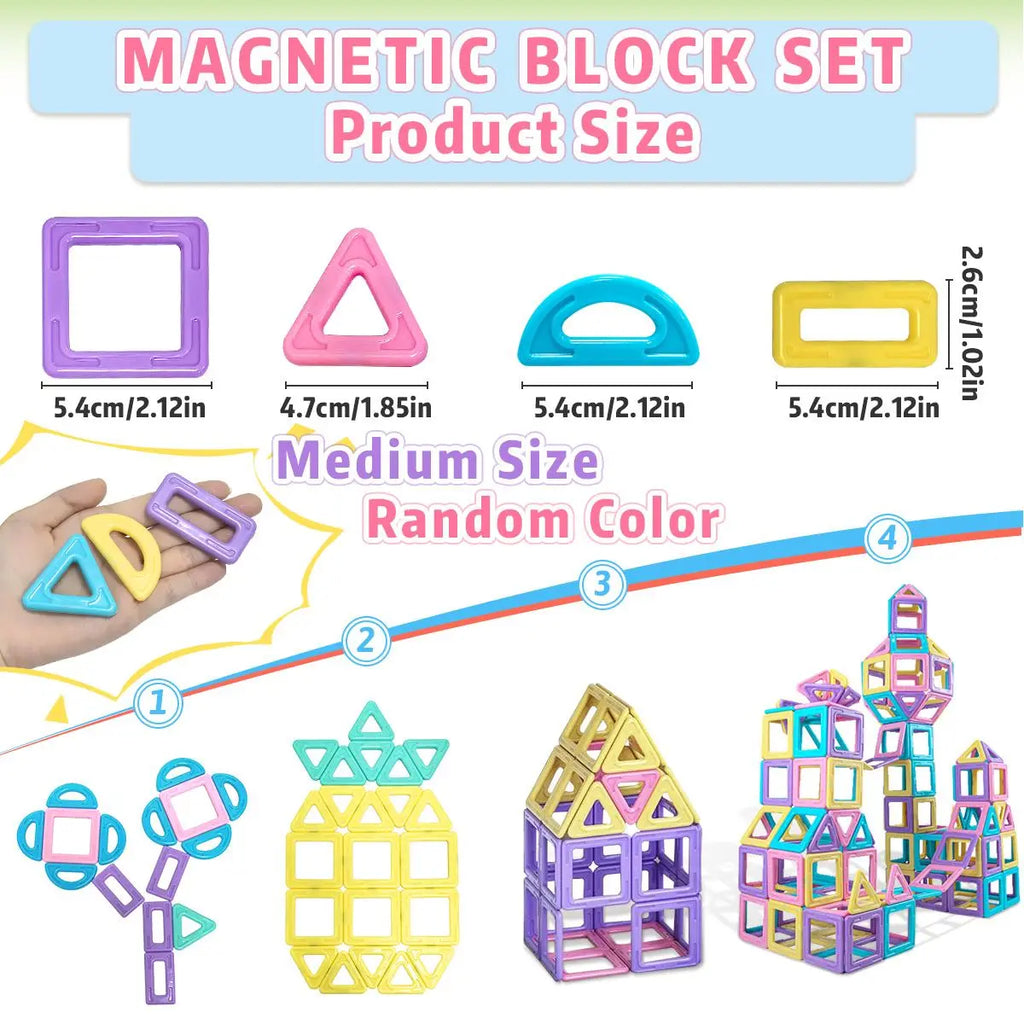 Random Color Tiles Building Blocks, Magnetic Construction Set, Creative Constructor Set Toys, Educational Learning Toys, Building Toys for Boys Girls Birthday Gifts
