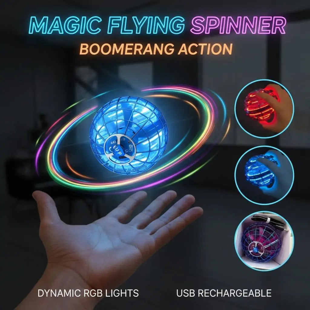 Levitating Induction Flying Ball - Illuminated Gyroscopic Toy for Fingertip Play and Outdoor Training