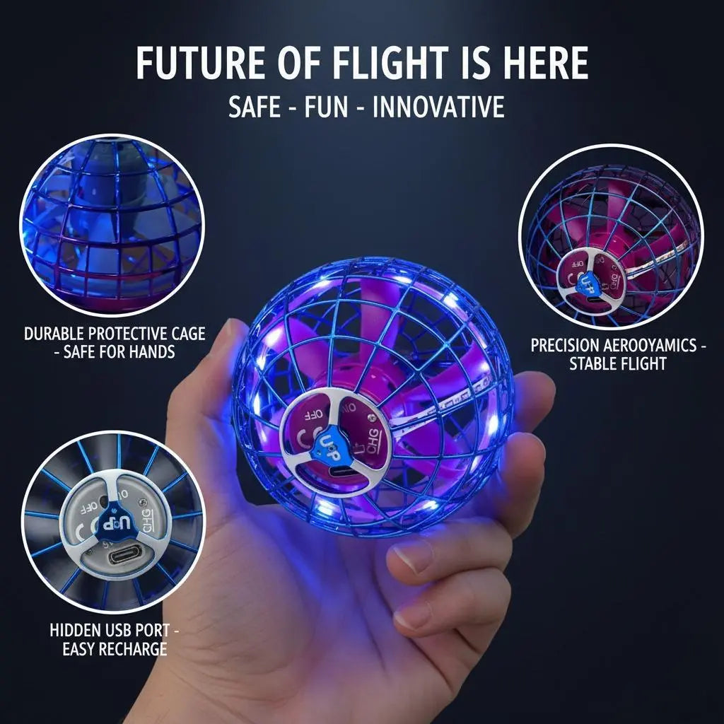 Levitating Induction Flying Ball - Illuminated Gyroscopic Toy for Fingertip Play and Outdoor Training