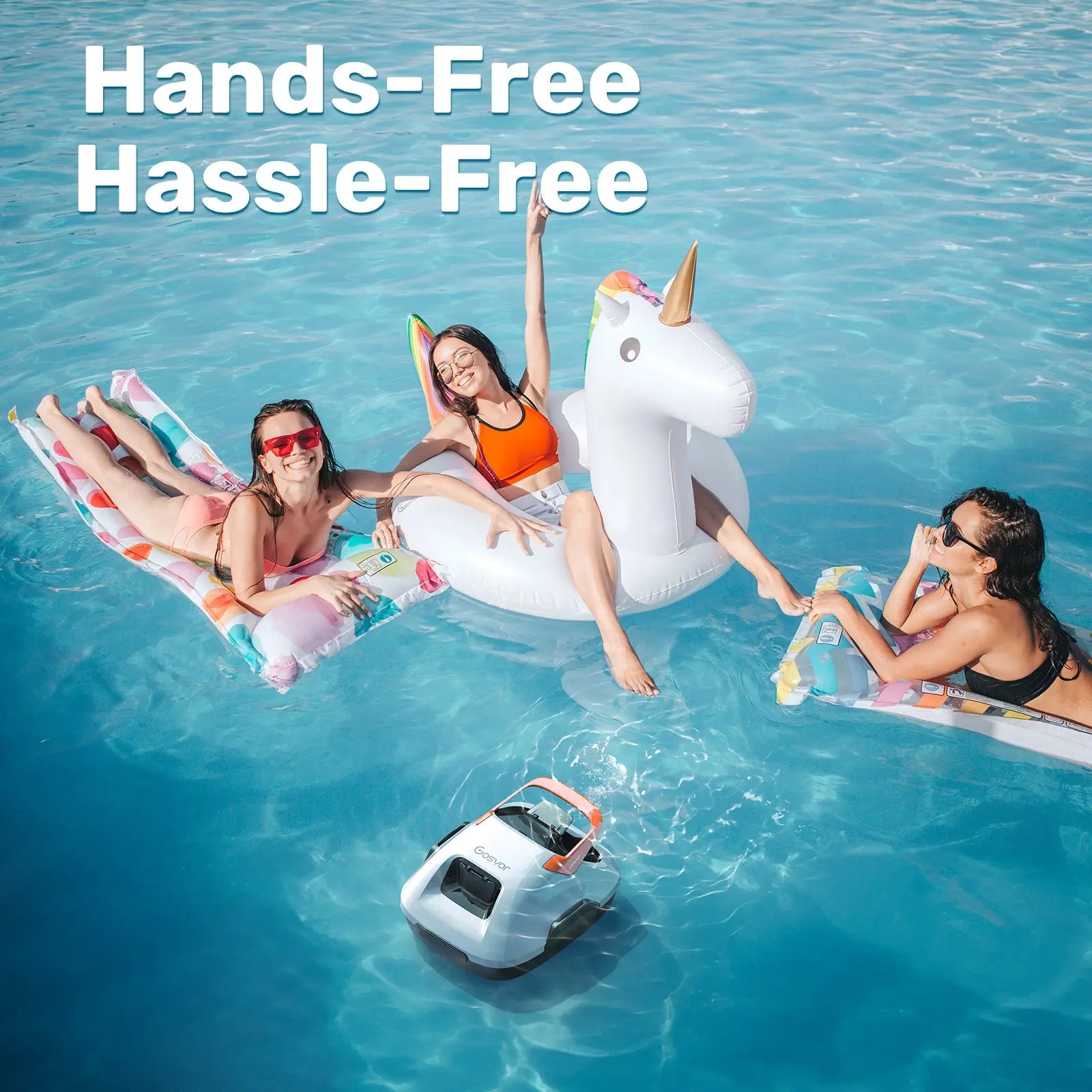 Cordless Flat Bottom Robotic Pool Cleaner - 90-Minute Runtime, Automatic Vacuum for Above-Ground Pools up to 860 Sq.Ft, Portable and Self-Parking